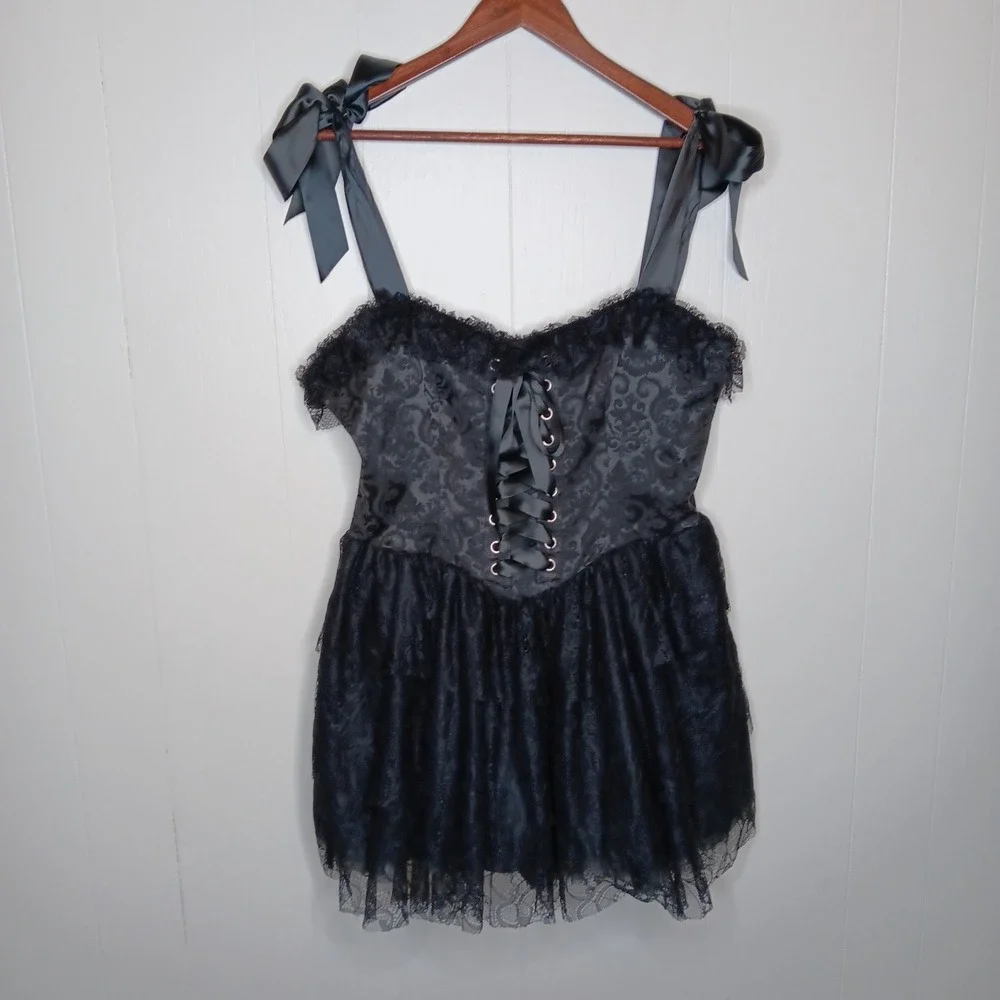 Dolls Kill Dresses | Dolls Kill Trickz N' Treatz Mini Dress Women Size Xl Black Gothic Emo Grunge Nwt | Color: Black | Size: Xl | Sadielady2019's